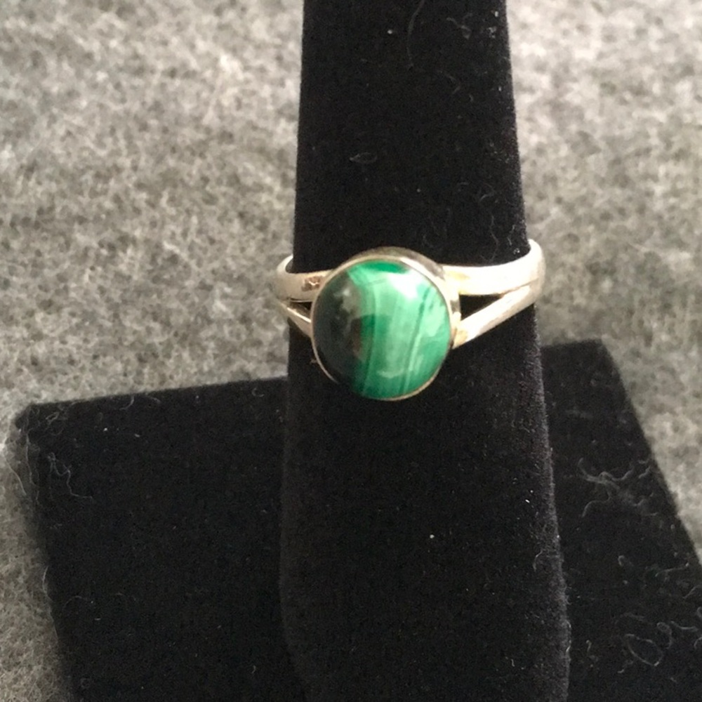 Malachite Ring Set in Sterling